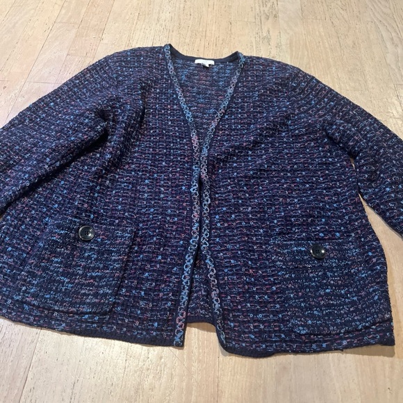 J. Jill Blue Tweeted Blazer Large - Picture 2 of 5